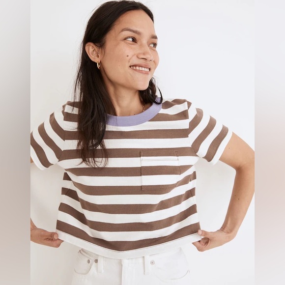 Madewell Cropped Pocket Tee in Stripe - Picture 4 of 7
